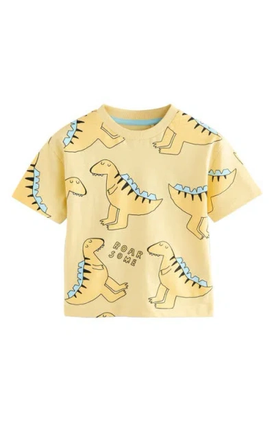 Next Kids' Dinosaur Print Cotton T-shirt In Yellow