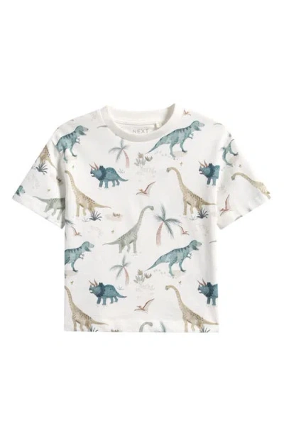 Next Babies'  Kids' Dinosaur Print Graphic T-shirt In White