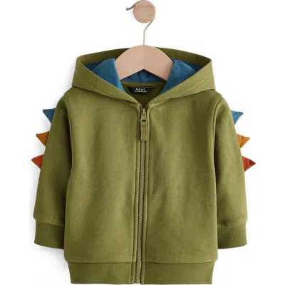 Next Babies'  Kids' Dinosaur Spike Zip-up Hoodie In Green