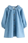 Next Kids' Ditsy Collared Denim Dress In Blue