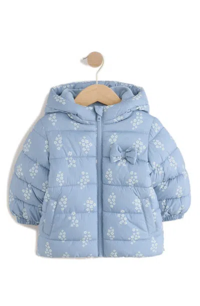 Next Babies'  Kids' Ditsy Hooded Puffer Coat In Blue