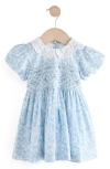 Next Kids' Ditsy Smocked Cotton Dress In Blue