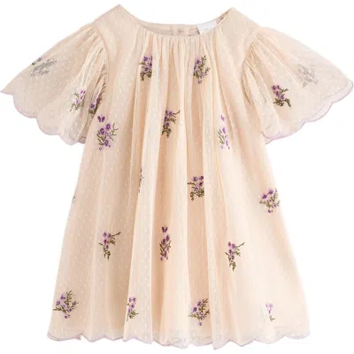 Next Kids' Dobby Mesh Party Dress In Neutral