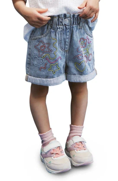 Next Kids' Doodle Embroidered Denim Shorts In Blue