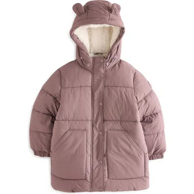 Next Kids' Ear Water Resistant Hooded Quilted Puffer Jacket In Purple