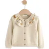 Next Kids' Embroidered Collar Cardigan In Neutral