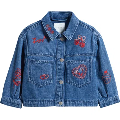 Next Kids' Embroidered Denim Jacket In Blue