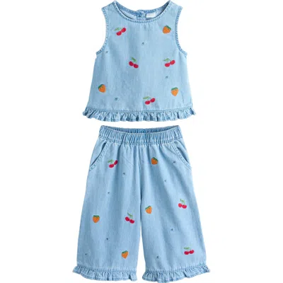 Next Kids' Embroidered Denim Tank & Pants Set In Blue