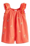 NEXT NEXT KIDS' EMBROIDERED FLUTTER SLEEVE COTTON ROMPER