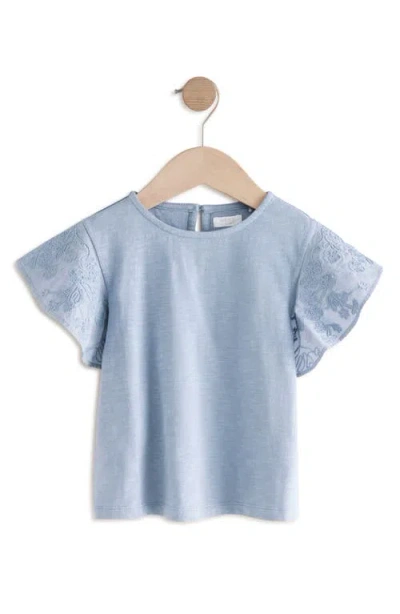 Next Kids' Embroidered Flutter Sleeve Cotton Top