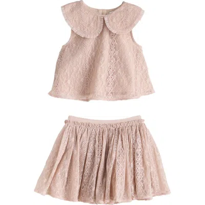 Next Kids' Embroidered Lace Top & Skirt Set In Pink