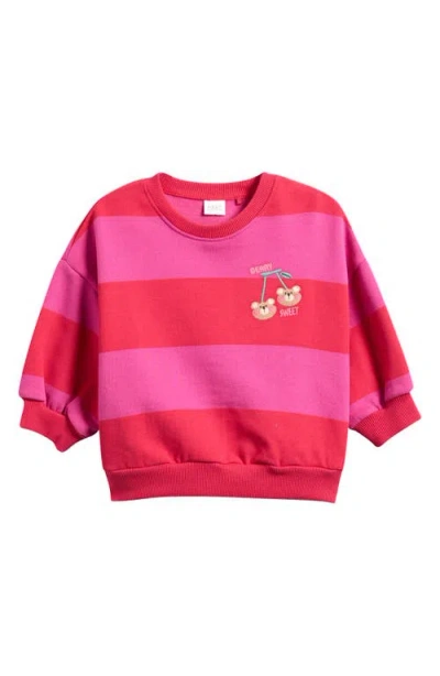 Next Babies'  Kids' Embroidered Stripe Cotton Blend Sweatshirt In Red