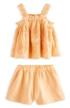 Next Kids' Embroidered Tank & Shorts Set In Orange