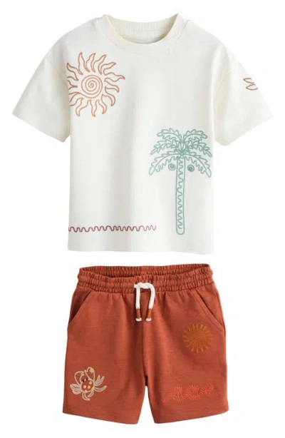 Next Kids' Embroidered T-shirt & Shorts Set In Multi