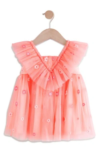 Next Kids' Embroidered Tulle Party Dress In Orange