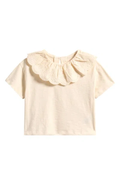 Next Babies'  Kids' Eyelet Collar Cotton T-shirt In Neutral