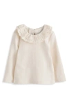 Next Kids' Eyelet Collar Cotton Top In Ivory