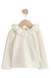 Next Kids' Eyelet Collar Long Sleeve Top In White