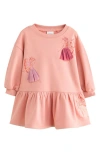 Next Kids' Fairy Appliqué Long Sleeve Sweatshirt Dress In Pink