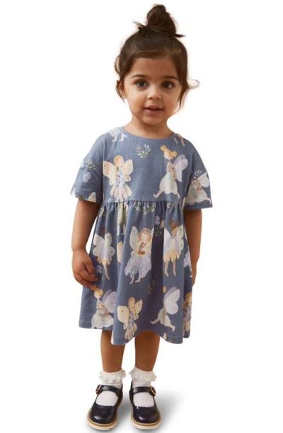 Next Kids' Fairy Print Cotton Dress In Blue