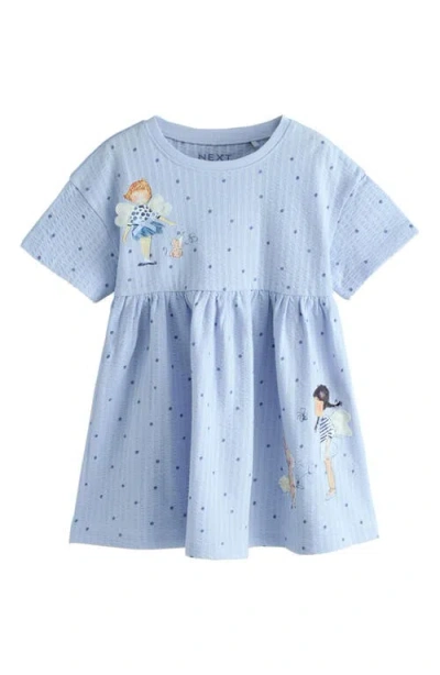 Next Kids' Fairy Print Rib Jersey Dress In Blue