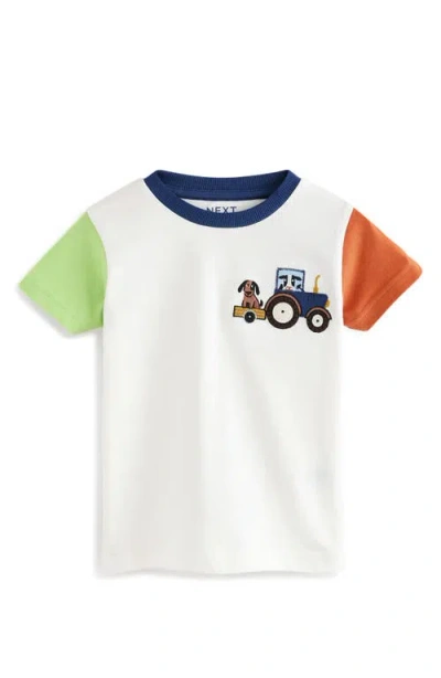Next Babies'  Kids' Farm Colorblock Cotton Graphic T-shirt In White