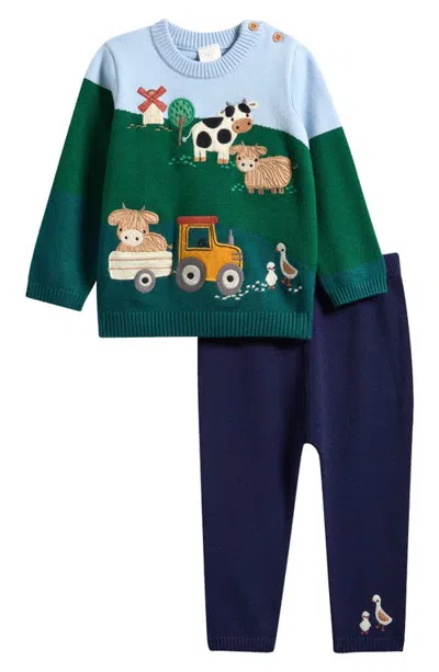 Next Babies'  Kids' Farm Embroidered Sweater & Knit Pants Set In Multi