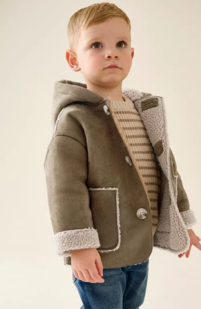 Next Babies'  Kids' Faux Shearling Coat In Green