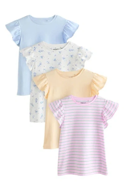 Next Kids' Floral Assorted 4-pack Cotton Graphic T-shirts In White