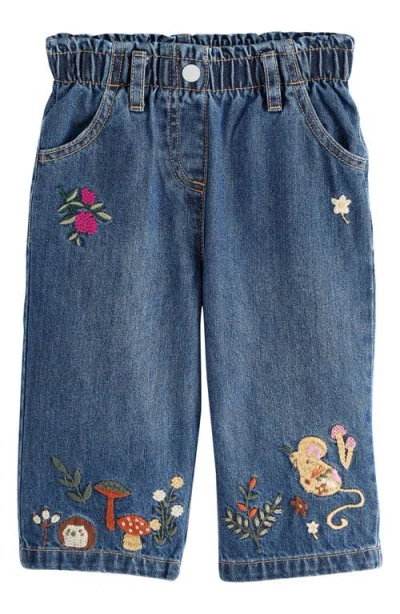 Next Kids' Floral Character Embroirdered Jeans (toddler & Little Kid) Kids' Floral Character Embroid In Blue