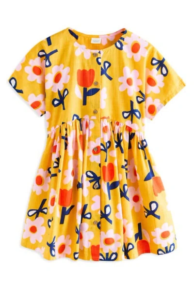 Next Kids' Floral Cotton Dress In Yellow