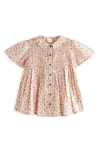 Next Kids' Floral Cotton Shirtdress In Pink