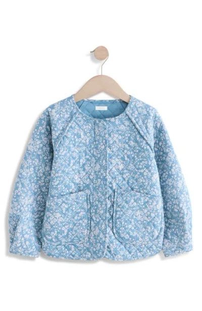 Next Kids' Floral Cotton Snap-up Jacket In Blue