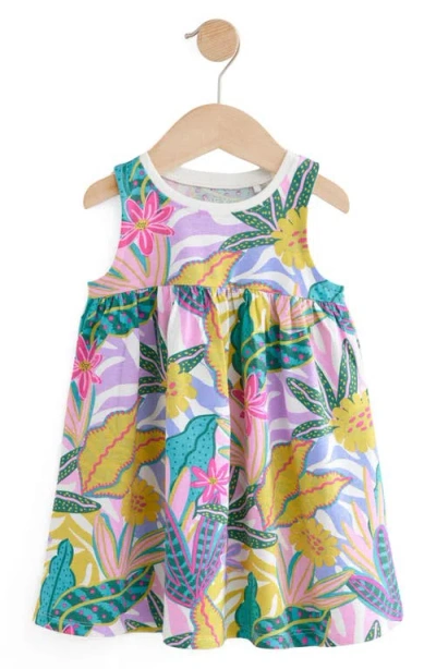 Next Kids' Floral Cotton Tank Dress In Purple Multi