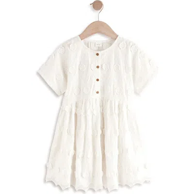 Next Kids' Floral Embroidered Cotton Dress In Cream