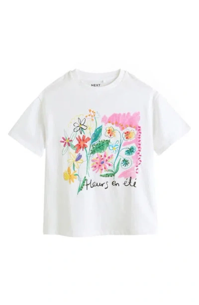 Next Kids' Floral Embroidered Cotton Graphic T-shirt In Neutral