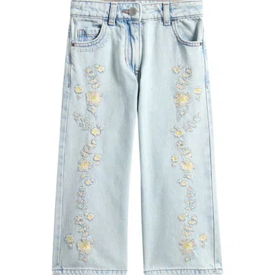 Next Kids' Floral Embroidered Jeans In Blue