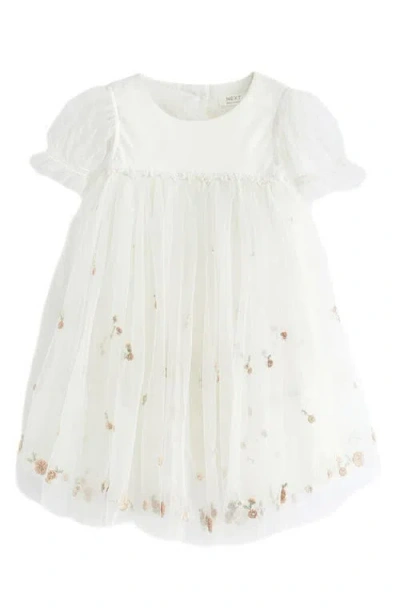 Next Kids' Floral Embroidery Dress In Pink