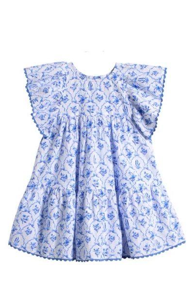 Next Kids' Floral Frill Babydoll Dress In Blue