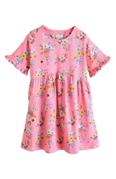 Next Kids' Floral Jersey Cotton Dress In Multi