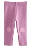 Next Kids' Floral Knee Patch Leggings In Pink