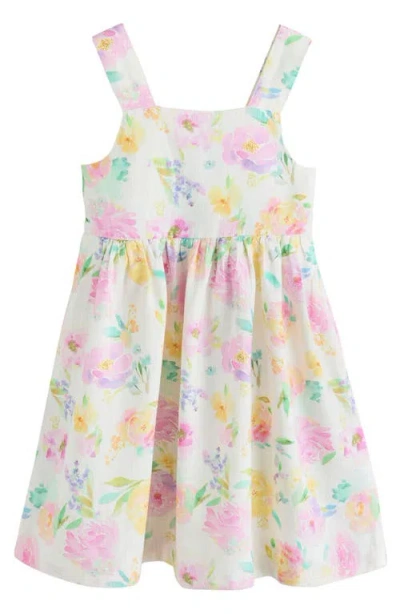Next Kids' Floral Print Linen Blend Sundress In Multi