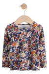Next Kids' Floral Print Rib Long Sleeve Top In Multi