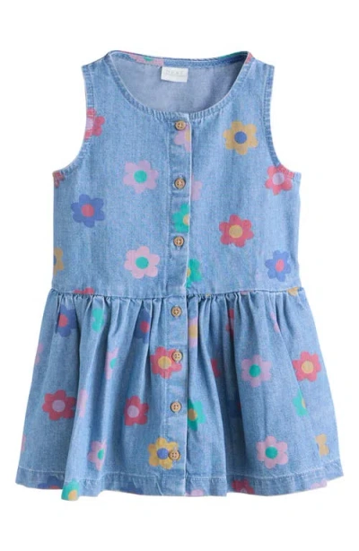 Next Kids' Floral Print Sleeveless Denim Dress In Multi
