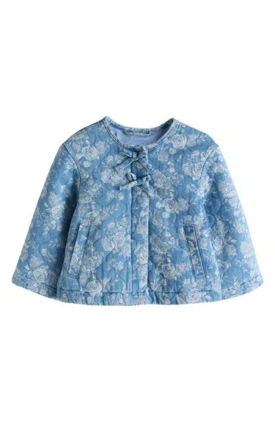 Next Kids' Floral Quilted Denim Jacket In Blue