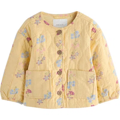 Next Babies'  Kids' Floral Quilted Jacket In Yellow