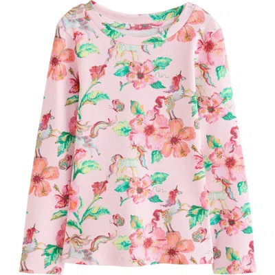 Next Kids' Floral Rib T-shirt In Pink