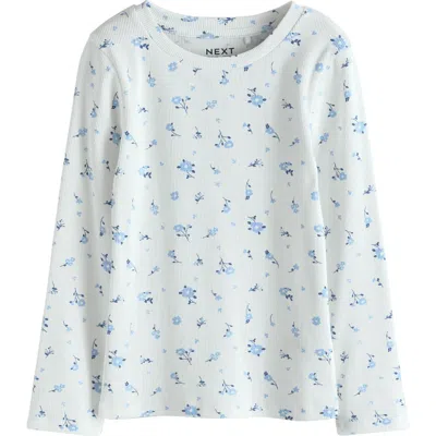Next Kids' Floral Ribbed T-shirt In White