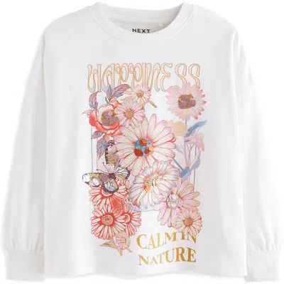 Next Kids' Floral Sequin Oversize Graphic T-shirt In Pink