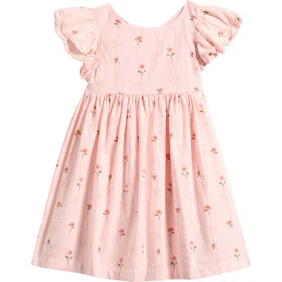 Next Kids' Floral Stripe Dress In Pink
